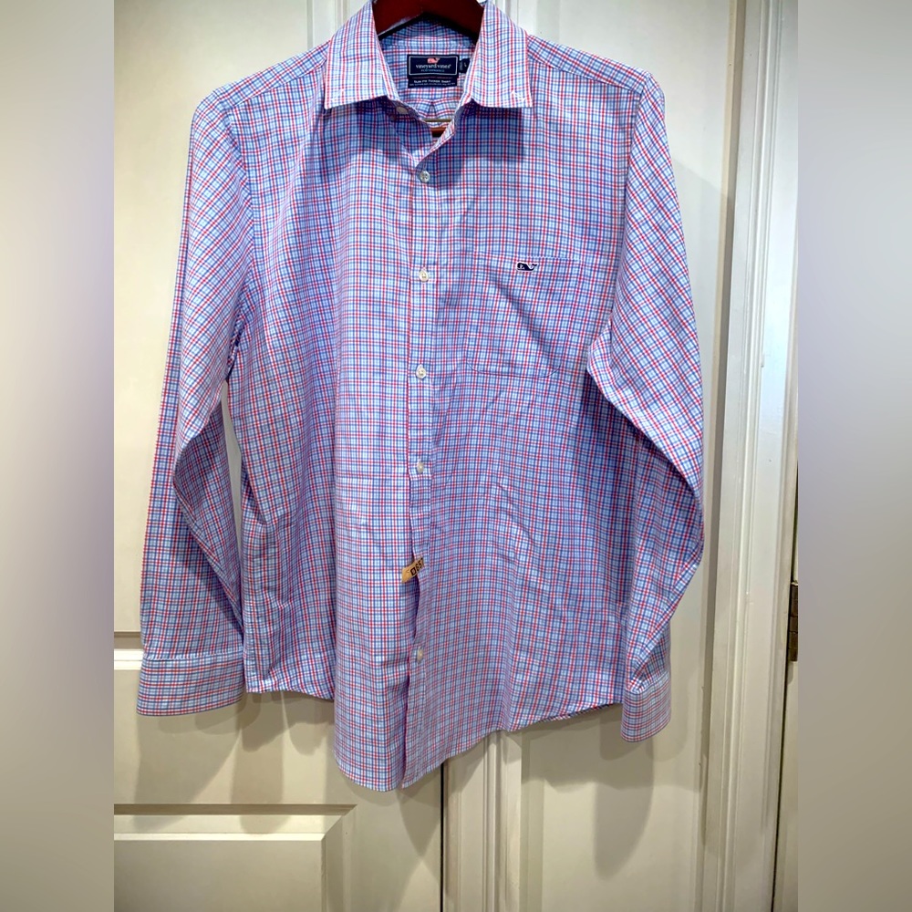 Vineyard Vines Performance Checked Button Down Sh… - image 1